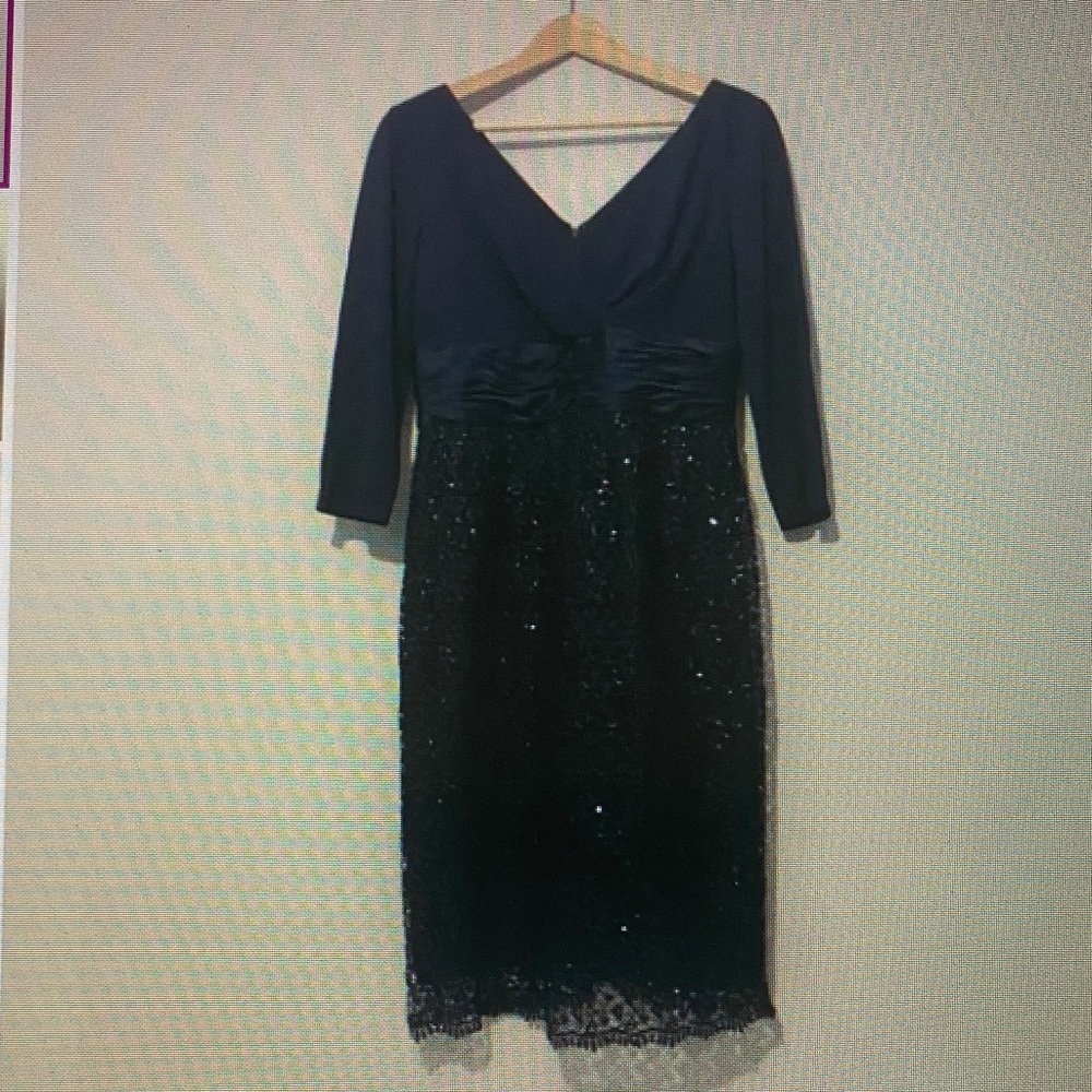 Elegant Navy Blue Lace Dress